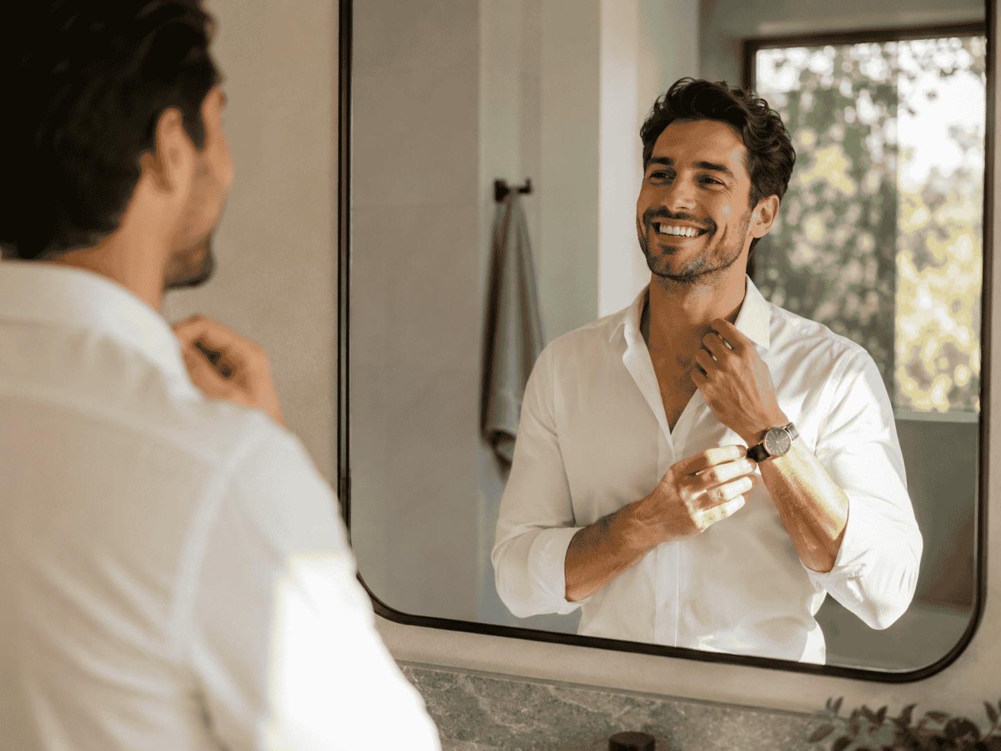 Find Fast Relief from Painful Canker Sores with Laser Treatment 5 man smiling in mirror