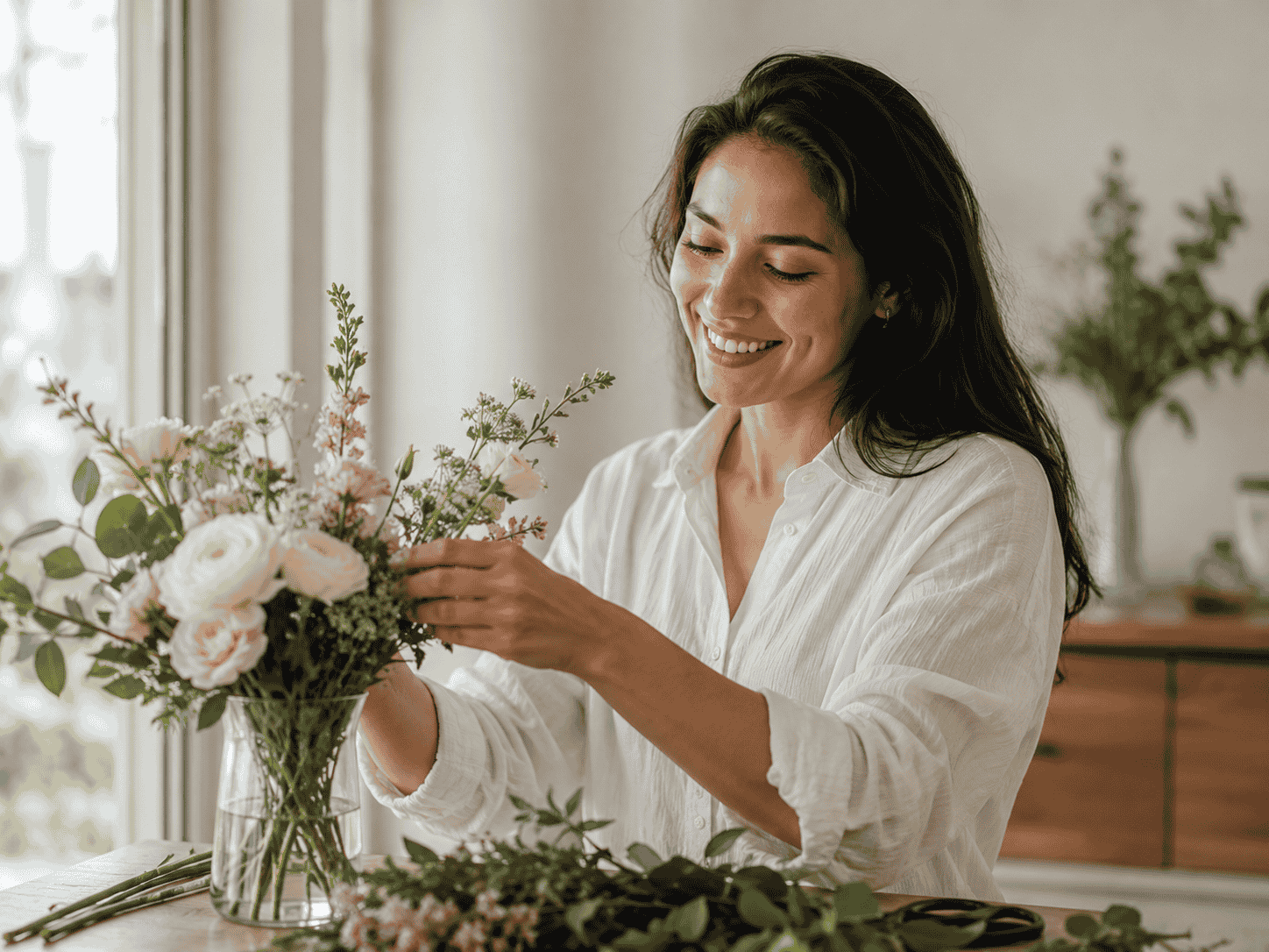 Root Canal vs. Oral Surgery: Knowing Your Options When a Tooth Is in Trouble 5 woman at home arranging flowers