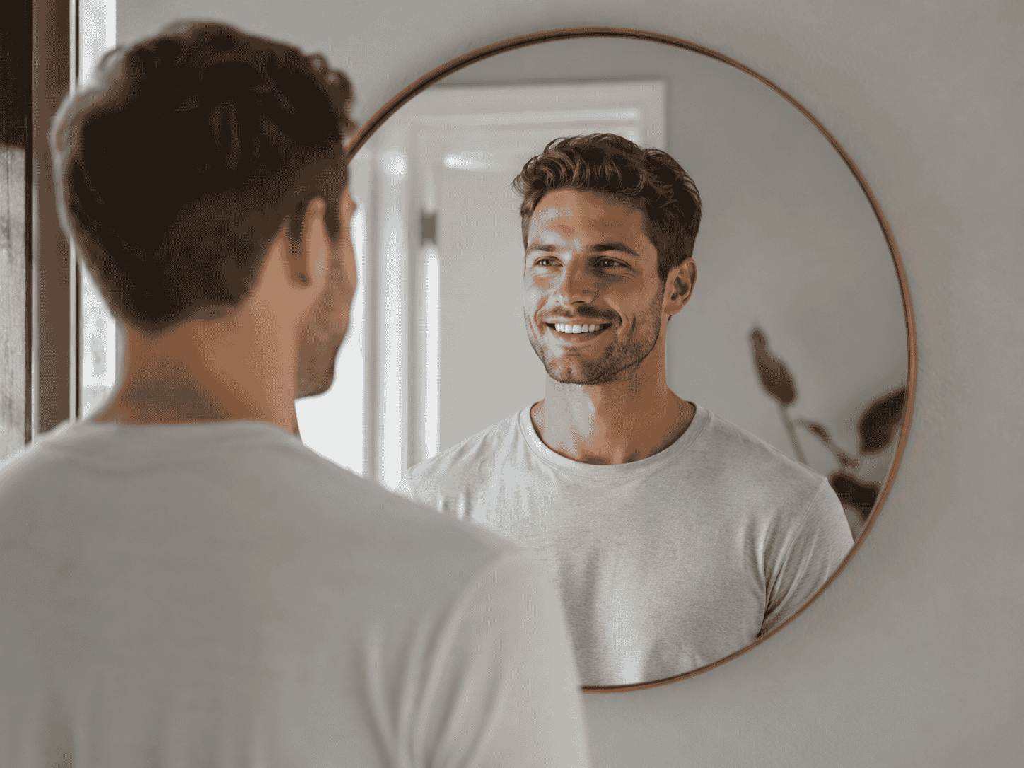 What Does a Healthy Tongue Look Like? Signs to Know 6 man looking at mouth in mirror